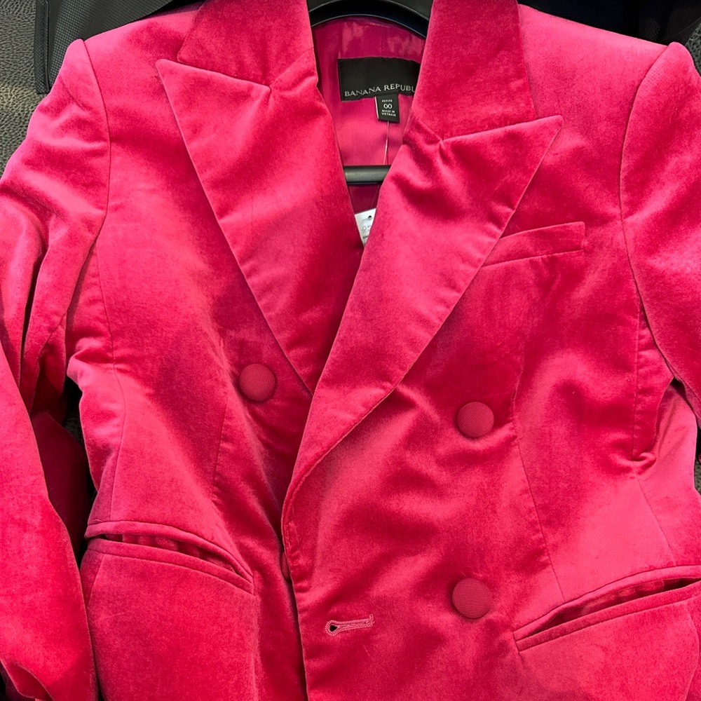 Veluro Oversized Velvet Blazer, 00 petite, bright berry, pink